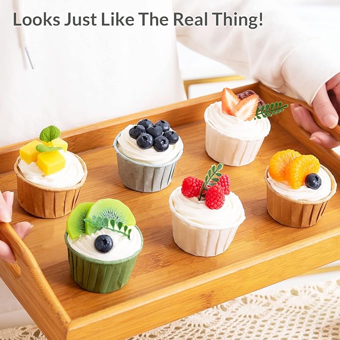 Fake Cupcakes, Artificial Cupcakes for Display, Realistic Fake Food Faux Cake Décor, Artificial Food for Display, Fake Desserts Pastries for Decoration 6 Pack