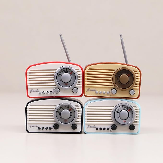 Dollhouse Miniature Radio Model, Mini Living Room Radio, Room Box Supply Radio with Antenna That can be Raised, for Dollhouse Miniature Accessories, Room Desktop, Diorama Decoration (red)