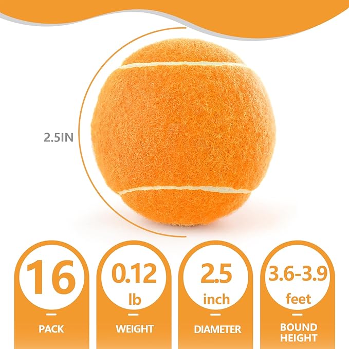 PoyPet 16-Pack Tennis Balls Bulk for Practice,Training and Beginners | Ideal for Dog Fetch,Chew and Play