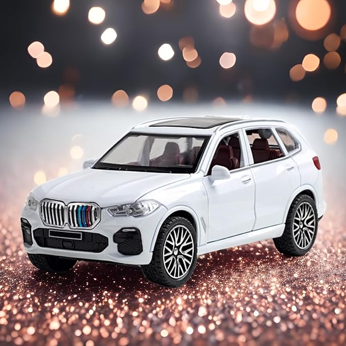 Toy Cars Compatible for X5 1/32 Metal Model Car Toys with Light and Sound Pull Back Collectible Model for Children Age 3 + Year Old Festival Gift(White)