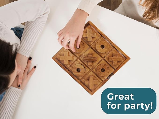 BSIRI Extra Large Tic Tac Toe Board Games - Ideal for Kids Games, Family Games and Game Night for Adults, Farmhouse Decor for Coffee Table Decor, Unique Gifts for All Occasion (8.6 Inch)