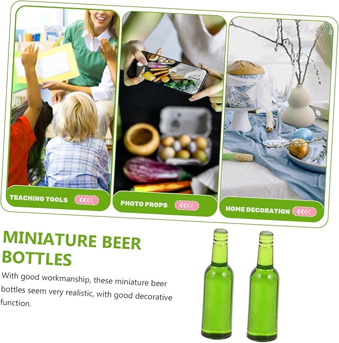 OFFIGAM 6Pcs Miniature Doll House Beer and Wine Bottles Mini Wine Bottles for Dollhouse Decoration Compact Accessories for Creativity and Playtime