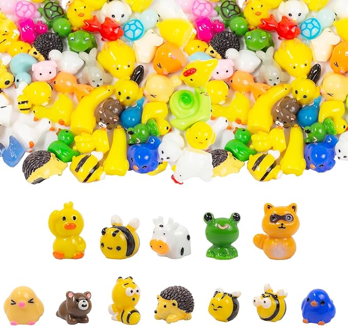 60pcs Mini Resin Animal Figurines: 60 Styles Tiny Animal Figures for Micro Fairy Garden, Landscape Accessories, Dollhouse, Hide Crafts, Decor, Aquarium