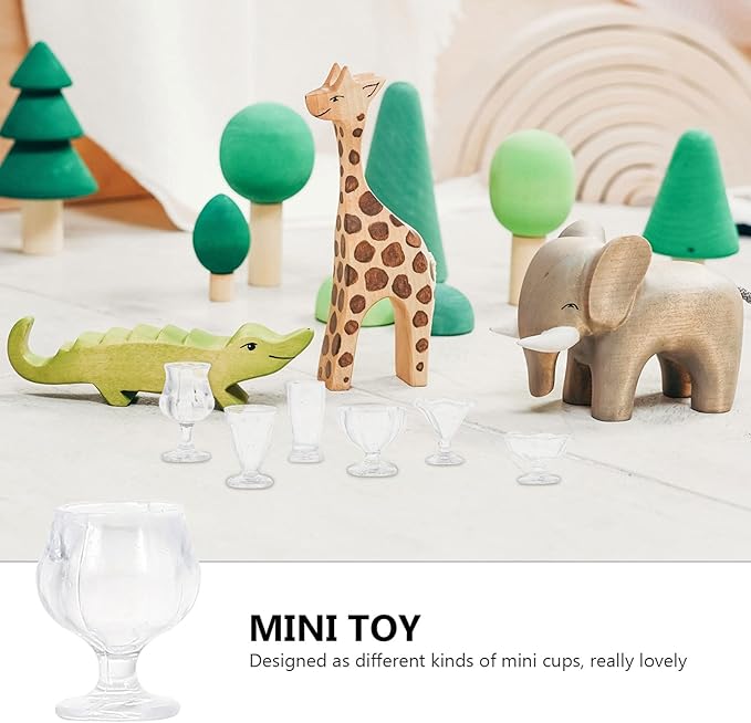 34pcs Miniature Cups 1/17 Dollhouse Miniature Wine Glass Drink Cups Set Miniature Ice Cream Cup Drinking Glasses Dollhouse Kitchen Accessories
