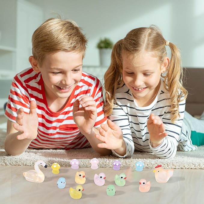 160 Pcs Mini Resin Animals Luminous Tiny Resin Animal Figures to Hide 35 Types Variety Mini Animals Ducks for Fairy Garden Accessories Micro Landscape Aquarium Decor Garden Dollhouse Accessories