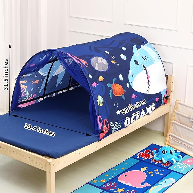 Bed Tent for Kids Lucky Castle Bed Tent Foldable Game House for Children Play Tents for Girls Boys Sleeping Canopy Playhouse