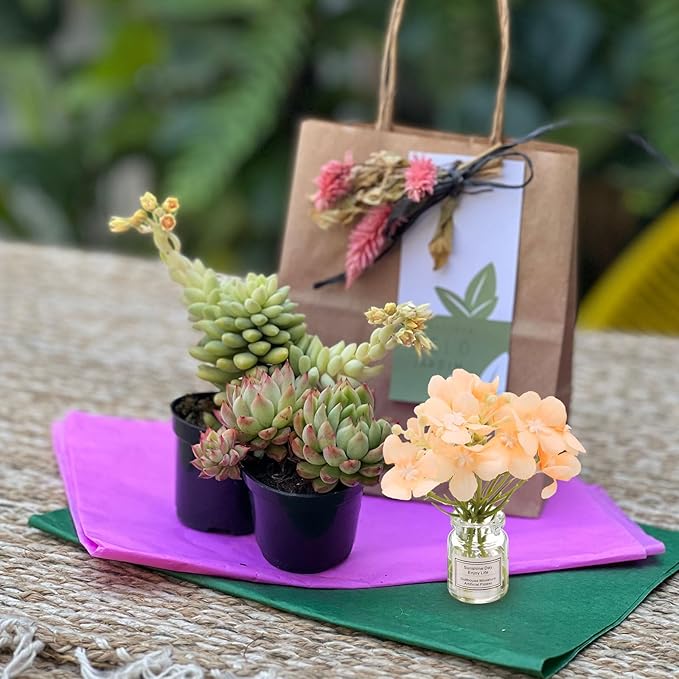 CoCud Mini Flowers Dollhouse in Vase, 3.15" Total Length, Silk Plastic Miniature Dollhouse Accessories with Tiny Flower Orange - (Applications: for Fairy Micro House Ornament) 2-Pieces