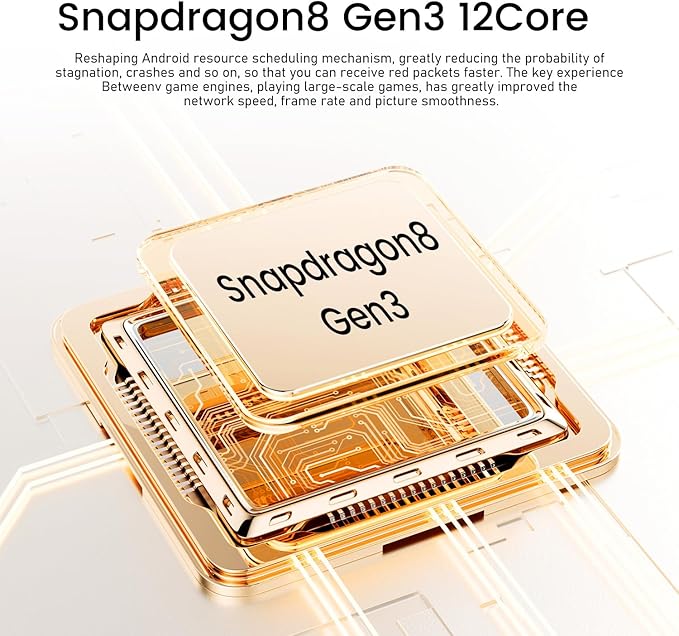 Bnjbmj I25 Ultra Flagship Killer Smartphone - Snapdragon 8 Gen 3, 16GB+512GB, Massive 6.99" FHD+ Display, 108MP+68MP Pro Cam, 7000mAh 2-Day Battery, Android 14, Includes Stylus Pen (Titanium Orange)