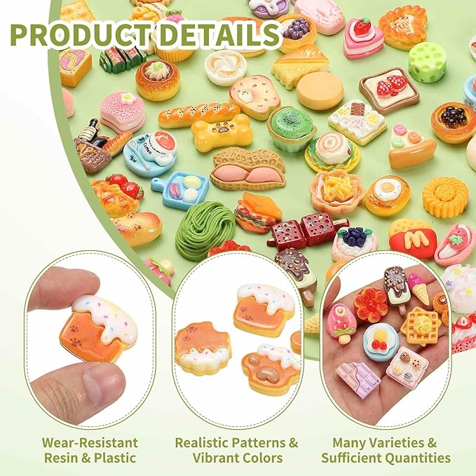 Dollhouse Miniature Food, Cute Mixed Jam Cookies Figures Toys Mini Resin Foods Trinkets for Pretend Play Kitchen Cooking Game & Doll House Decor (Mixing Colors, 20pcs)
