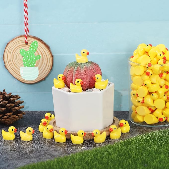 Mini Resin Ducks 220 Pack Tiny Duck Figurines Bulk for Miniature Dollhouse Decor Accessories Garden Aquarium Potted Ornament Party Toys DIY Craft Office Classroom Activity to Hide