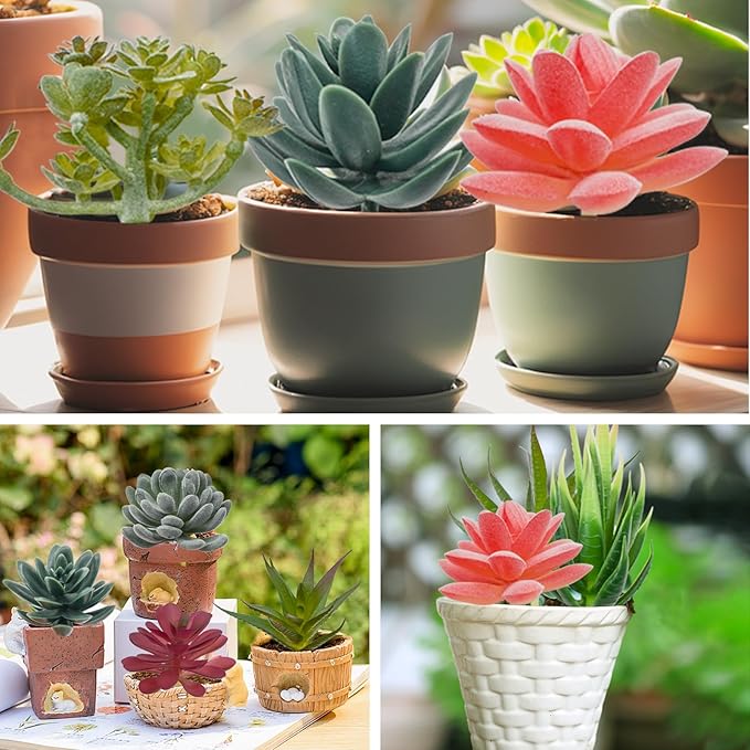Bacucine 20pcs Artificial Succulent Plants Realistic Unpotted Fake Succulents Mini Faux Plants for Garden Office Party Indoor Outdoor Home Decor
