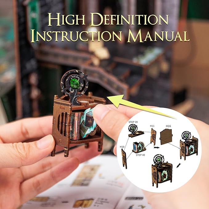 Cutefun Book Nook Kit - DIY Miniature Dollhouse Kit 3D Wooden Puzzle for Adults, Teens, Crafts Gifts for Bookshelf Decor (Darkness Common Room)