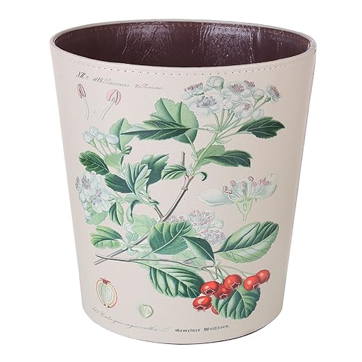 Scakbyer 10L/2.64 Gallon Trash Can, Decorative Waste Basket, PU Leather Waste Paper Basket, Waterproof Garbage Can for Bathroom, Bedroom, Office, Kitchen and Living Room - Cherrim