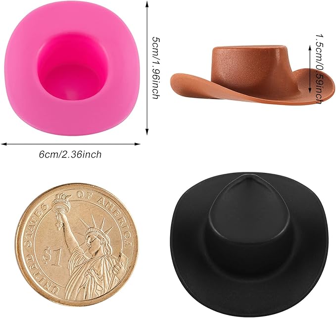 Skylety 20 Pieces Plastic Mini Cowboy Cowgirl Hat Miniature Western Small Doll Hat Cute Doll Cupcake Decoration for Dollhouse Cow Party Decoration(Pink, White, Brown, Black)