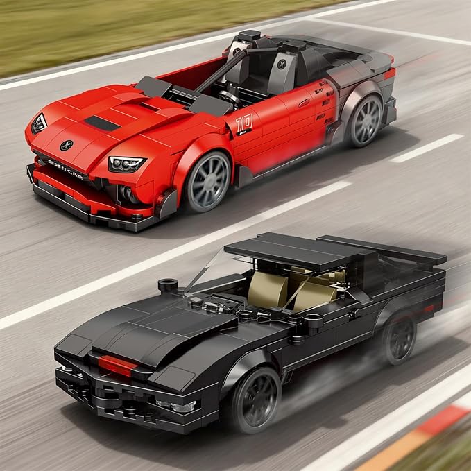 HIGH GODO Car Building Set, Vintage Racing Car Decor Model Kit, Cool Sports Cars Toys Gifts for Adults Teens Age 14+ (332 Pieces)