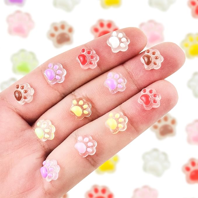 200 Pieces Tiny Paw Decor for Dollhouse Micro Resin Decor for DIY Crafts Mini Things for Fairy Garden Micro Landscaping Decoration