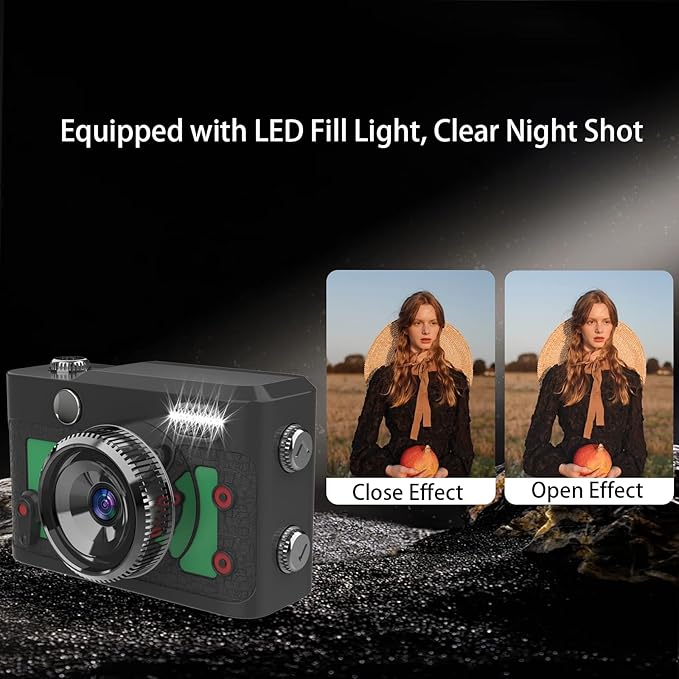 Mini Keychain Camera 64GB, 1080P Mini Retro Photo Video Camera, 120 Minute Battery Life Portable Tiny Digital Cam, Micro Video Camcorder for Travel Students Children, Green