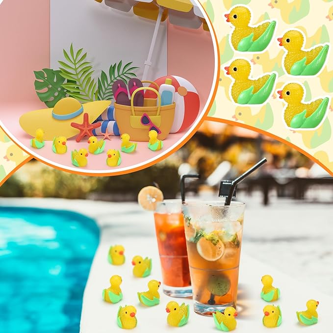 Seenelling 100 Pcs Summer Mini Resin Corn Ducks Corn Duck Figurines for Miniature Landscape Garden Accessories Summer Holiday Decoration