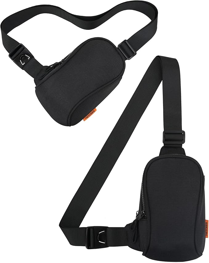 Peicees Sportswear Essentials Small Crossbody Bag for Men Women Mini Sling Bag Travel Running Phone Daypack Cross Body Shoulder Bags, Black