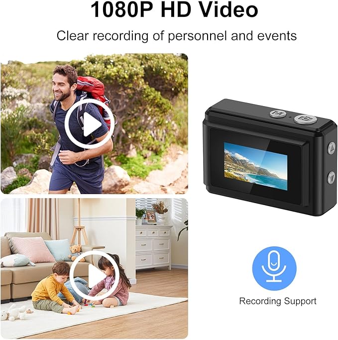 Tangxi Mini Keychain Digital Camera for Students, 1080P 12MP Small Camera Video Recorder, 6 Filters, 0.96 Inch LED Display for Travel Study Recording (Black)