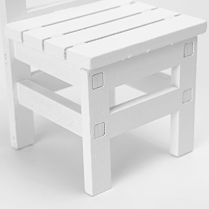 1/6 Scale Wooden Dollhouse Furniture Set – Fits 12in Dolls – White Miniature Square Table & 2 Chairs (3PCS) Furnishings Model Toy for Decor Doll Living Room– Not Full-Size Furniture