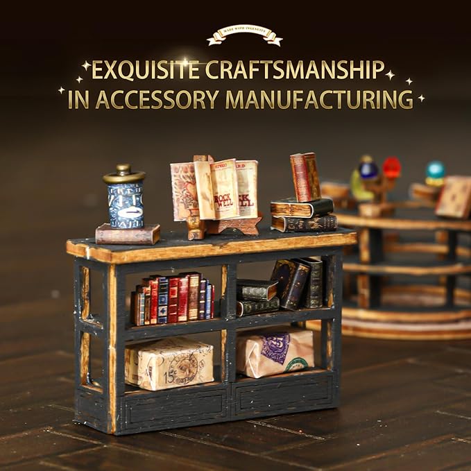 Book Nook Kit with LED – DIY Wooden Miniature Bookshop Puzzle Model for Teens & Adults, Easy Craft Assembly, Collectible Gift & Bookshelf Display Decor for Relaxing Hobbies & Holiday Joy