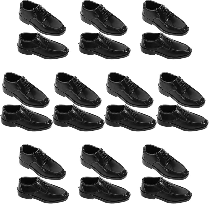 Ciieeo 1/6 Scale Men Doll Shoes Miniature Black Plastic Shoes for Dollhouse Games and Micro Landscape Decorations