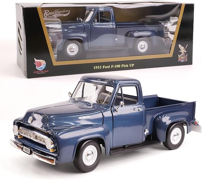 1953 Ford F-100 Pickup Truck 1/18 Scale Die-Cast Metal Model Alloy Collection Cars with Display Case, with Opening Doors, for Kids Men and Teens Dad 14+ Year