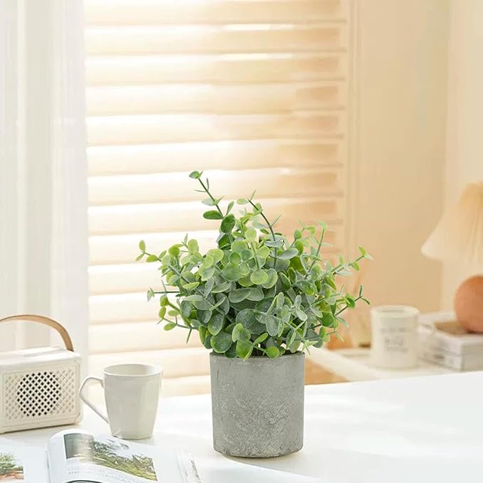 Bacucine 3Pcs Fake Plants Potted Mini Artificial Greenery Artificial Plants for Shelf Table Office Farmhouse Home Decor