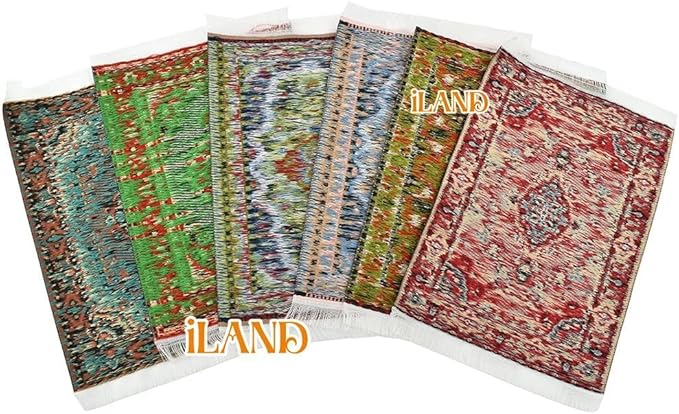 iLAND Miniature Dollhouse Accessories of Woven Dollhouse Rug 9.4” x 5.7” 9.2" x 1.8" for Dollhouse Furniture on 1/12 Scale and Dolls 3” - 12” (2pcs Spring)