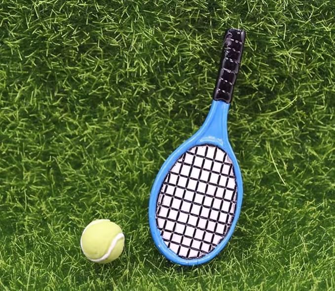 Miniature Tennis Racket Set, 1/12 Scale Accessories, Mini Racket Set, Small Tennis (White)