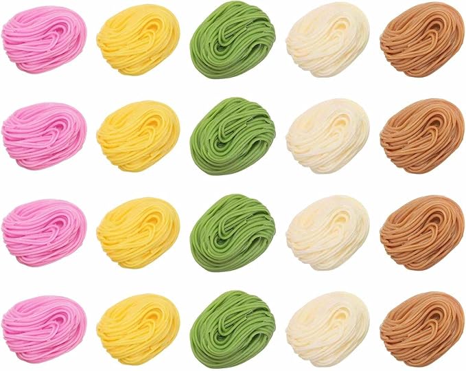 Dollhouse Miniature Food, Cute Mixed Colorful Noodles Figures Toys Mini Resin Foods Trinkets for Pretend Play Kitchen Cooking Game & Doll House Decor (Mixing Colors, 20pcs)