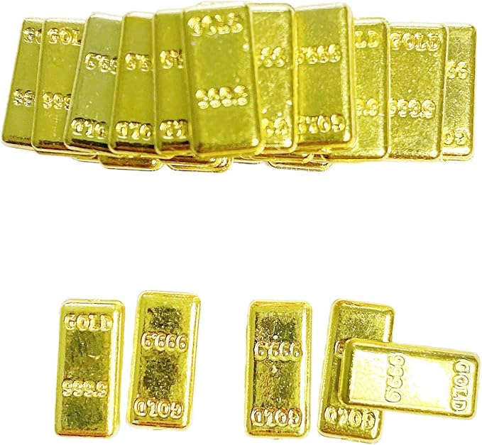 200 PCS Tiny Fake Gold Bar for Crafts Dollhouse Miniatures Mini Gold Bars for Dollhouse Fairy Garden Micro Landscaping Decoration