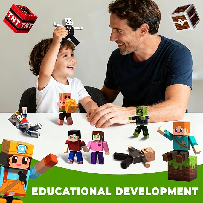 20 Pcs Magnetic Action Figures Playset - Magnetic Building Blocks, Magnet Cubes and Rotatable Figures Character Toys for Kids, STEM Toys, Christmas Birthday Gift for 3+ Year Old Boys Girls