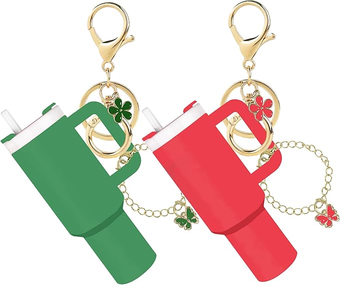 ERTUNA Mini Tumbler Keychain Accessories for Stanley Cup, 2 Way Cute Charms Chapstick Lip Balm Holder for Women Purse Handbag