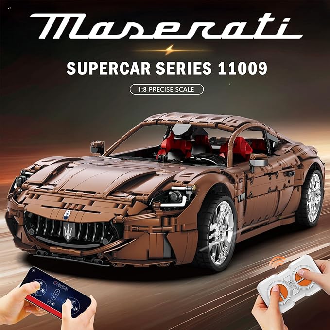 Reobrix Sports Car Building Blocks Set for Adults, Remote Control 1:8 Racing Car Vehicle Toy Model Building Kit for Adult, 11009, Creative Gifts for Boys Girls Adults 14+ (5480PCS)