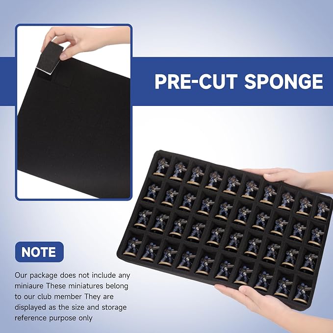 Miniature Figure Storage Carrying Bag, 120 Slot Figurine Miniature Carrying Case Compatible with 40K and D&D Miniature, Miniature Storage Case with 3 Foam Trays (Black)