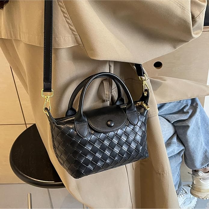 Mini Small Size Braided Luxury Leather Women's top Handle Handbag Fashion Travel Daily Satchel