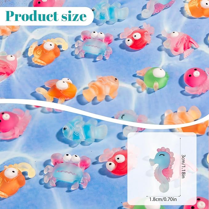 100 Pcs Mini Resin Sea Animals Variety Tiny Ocean Animals Figures Miniature Little Small Animal Figurines Bulk for Micro Fairy Garden Landscape Dollhouse Accessories Hide Crafts Decor Aquarium