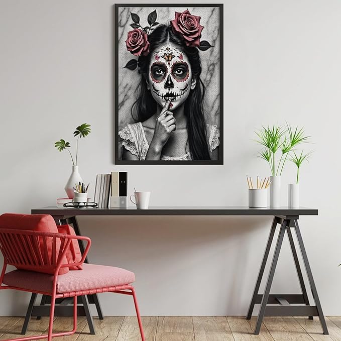 Jigsaw Puzzles for Adults 1000 Piece - Gorgeous Sugar Skull Lady Day of The Dead Wooden Puzzle, Puzzle Games,Stress Relief Games,Funny Puzzles，Unique Gifts for Wall Art，Family Puzzles