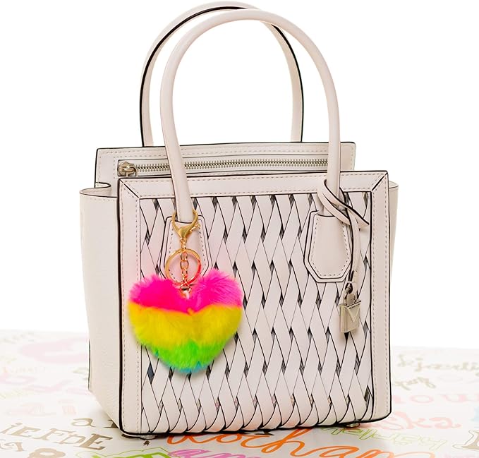 Dreams and Whispers Faux Fur Ball Pom Pom Key Chain Ring for Women Bag Pendant