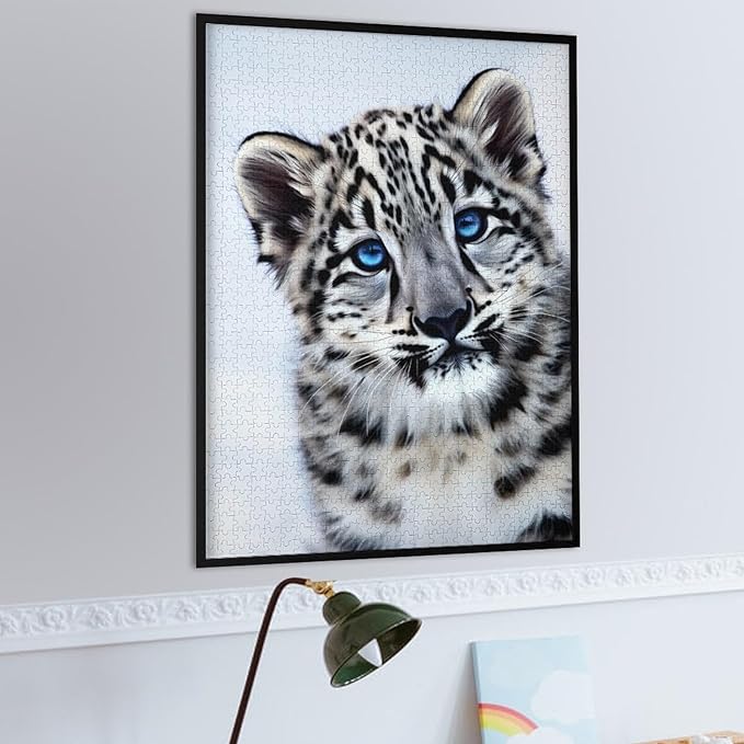 Jigsaw Puzzles for Adults 1000 Piece - Cute Snow Leopard Wooden Puzzle,Funny Puzzles，Unique Gifts for Wall Art，Family Puzzle，Educational Games，Challenge Puzzles
