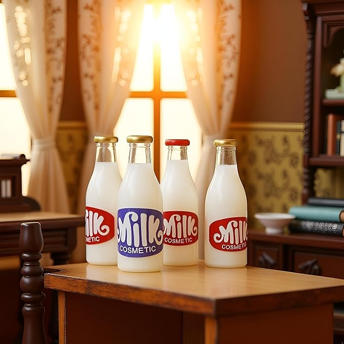 10 Pcs 1/12 Miniature Milk Bottles Dollhouse Decoration Accessories, Home Outdoor Decoration Model Living Room Scene Craft Displays