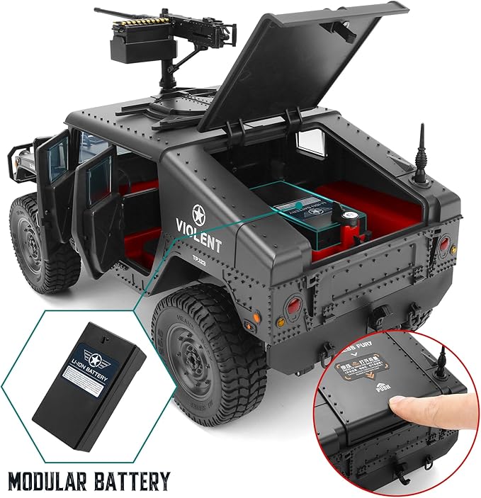 1:14 Scale 4WD Off-Road Car RC Crawler Military Truck with Led Light, All-Terrain Remote Control Car RTR Hobby Toy Armored Vehicle Gift for Boys Adults