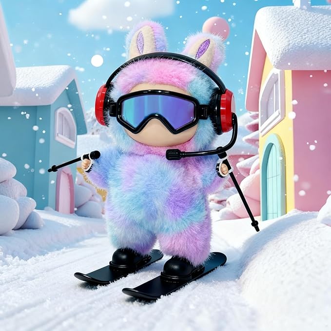 2026 New 8-Piece Ski & Snowboard Set for 17cm Dolls - Goggles, Headset, Ski Poles, Boots & Snowboards, Vinyl Figure Sports Adventure Collection (Doll is NOT Included) (Black)