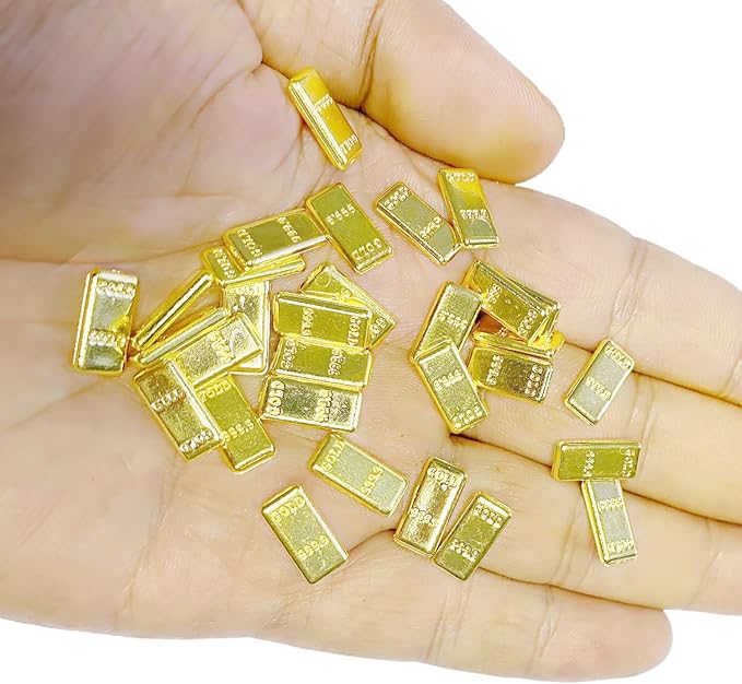 200 PCS Tiny Fake Gold Bar for Crafts Dollhouse Miniatures Mini Gold Bars for Dollhouse Fairy Garden Micro Landscaping Decoration