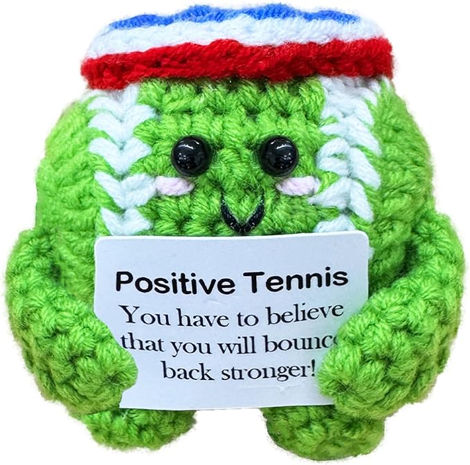 Fouliki Handmade Crochet Tennis,Birthday Gift for Fans and Friends,Emotional Support Gifts for Tennis Enthusiast,Custom Gift for Men and Women Ball Players,Funny Desk Decor