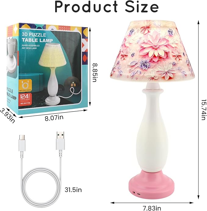 3D Puzzle Night Light DIY Crafts Assembled Toys Book Nook Kit Bedside End Table Lamp for Chrismas Birthday Gift Home Desk Decoration
