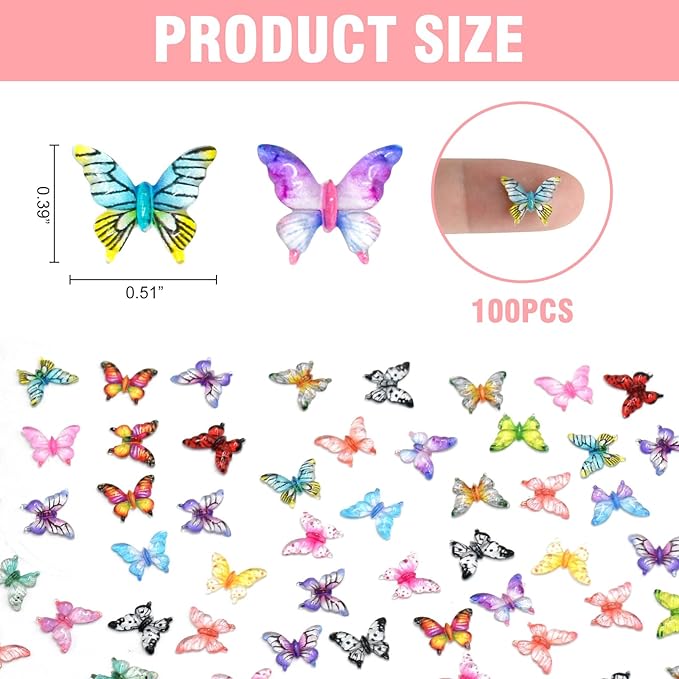 100 Pieces Tiny Butterfly Decor for Crafts Dollhouse Miniatures Resin Micro Butterfly for Dollhouse Fairy Garden Micro Landscaping Decoration