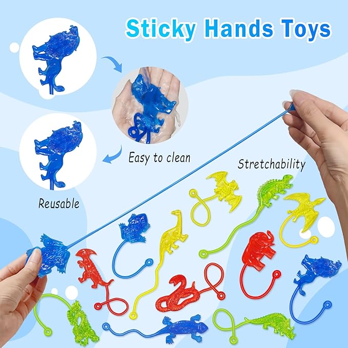 Sticky Hands Bulk 36PCS Animal Dinosaur Party Favors for Kids Stretchy Sticky Hand Fidget Toys Goodie Bag Stuffers Treasure Box Toys for Classroom Prizes Birthday Party Supplies Easter Egg Fillers